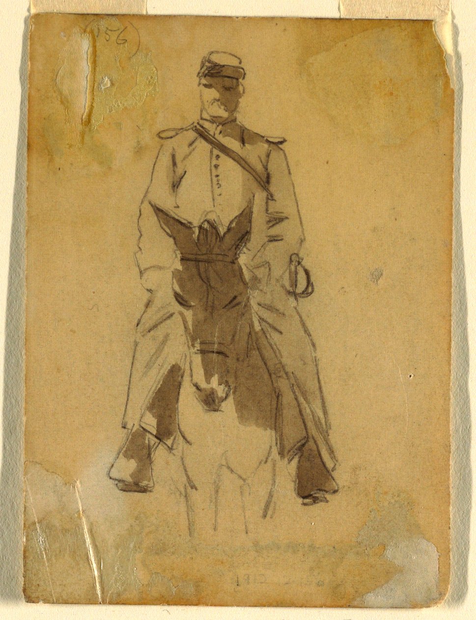 Dessin, officier de cavalerie et la tête de son cheval, 1862 - Winslow Homer