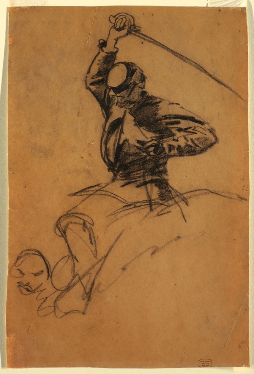 Dessin, soldat de cavalerie avec une épée à cheval, 1863 - Winslow Homer