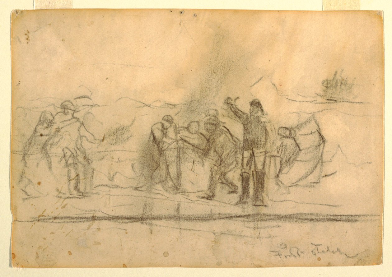 Dessin, première esquisse pour "Le naufrage", 1885-86 - Winslow Homer