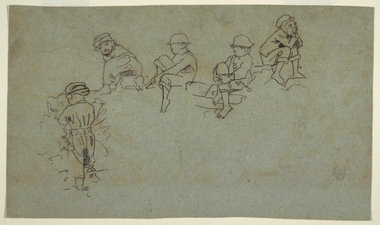 Dessin, Cinq croquis de jeunes garçons, vers 1872 - Winslow Homer