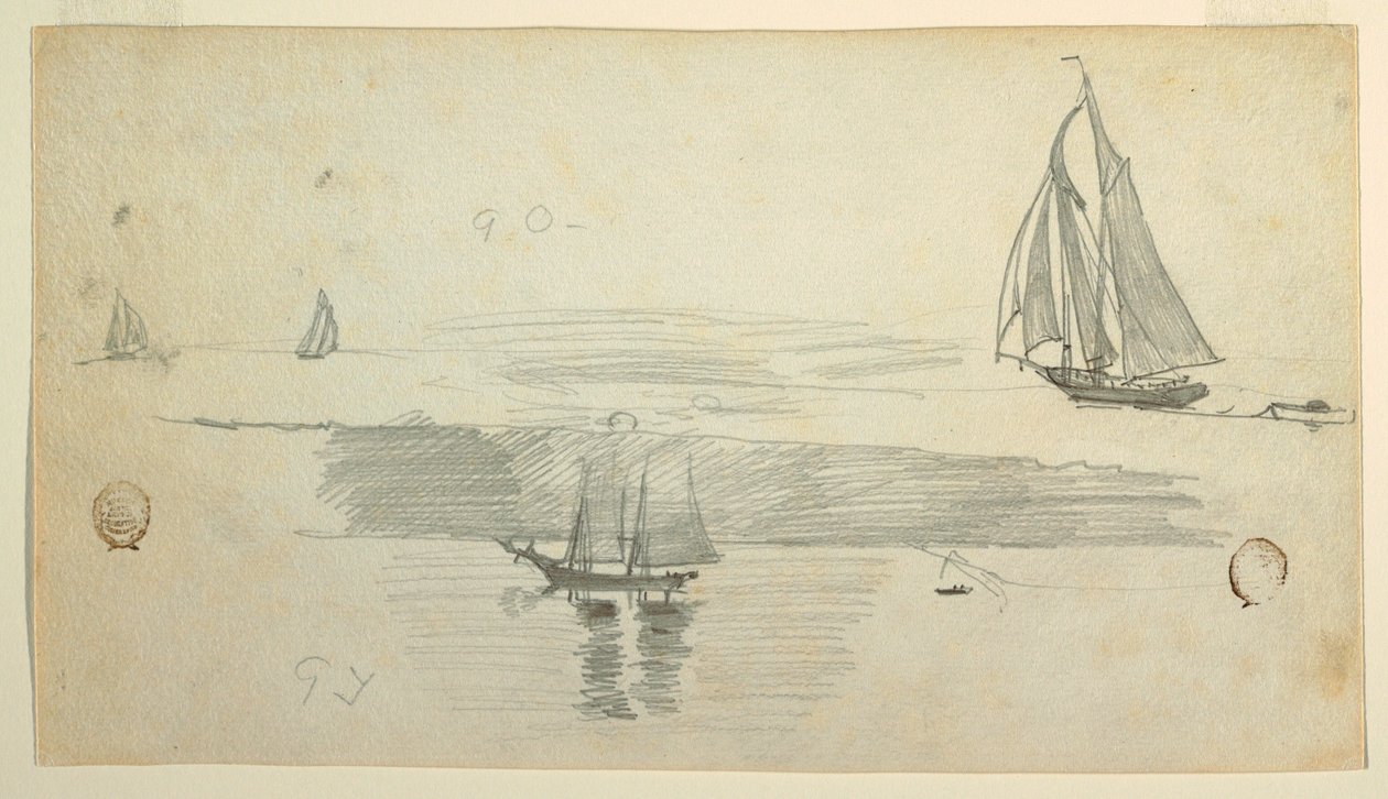 Dessin, Quatre goélettes, peut-être 1880 - Winslow Homer