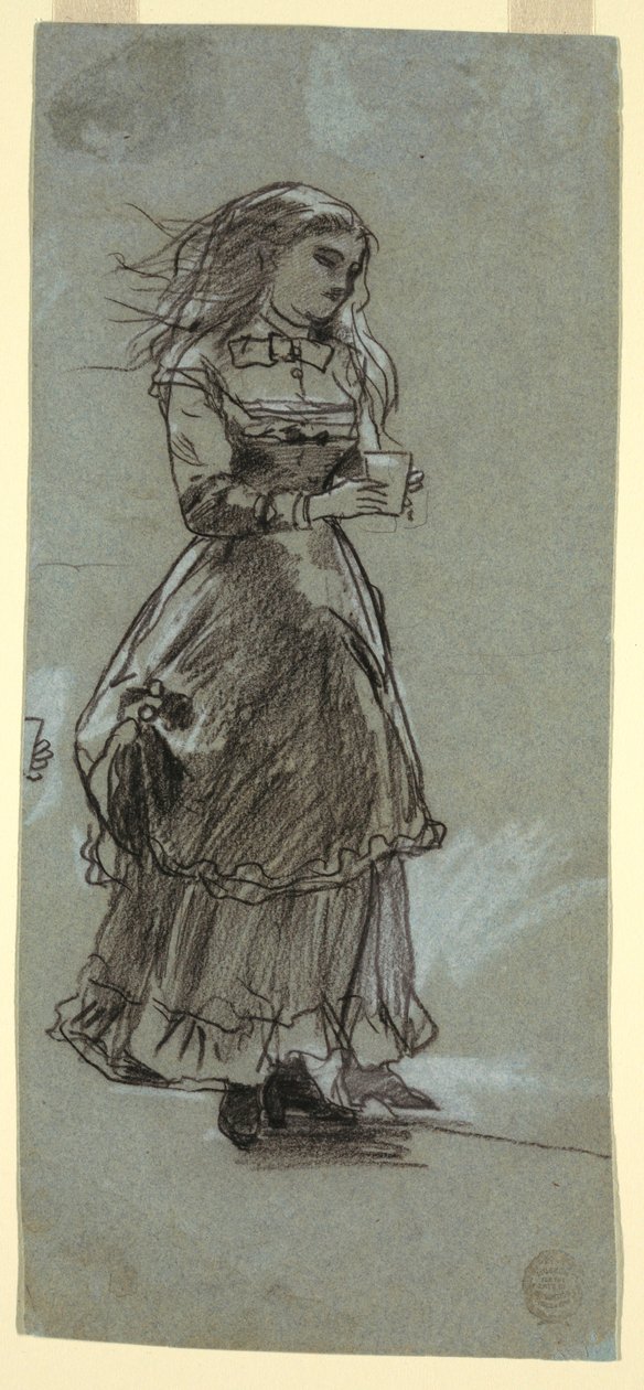 Dessin, fille tenant un verre, probablement 1869 - Winslow Homer