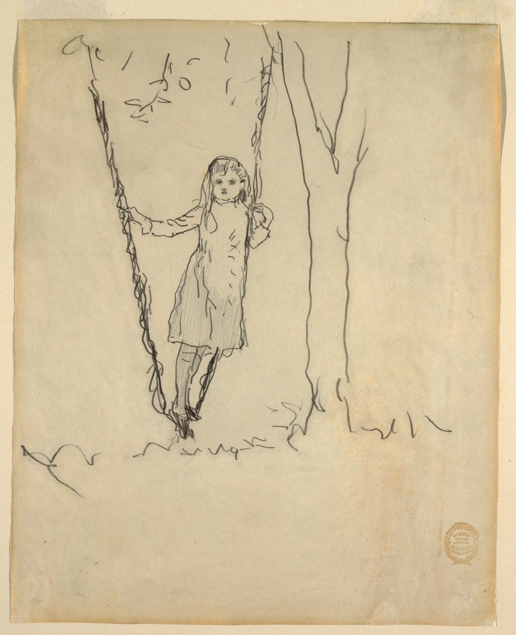 Dessin, fille debout dans une balançoire, 1879 - Winslow Homer