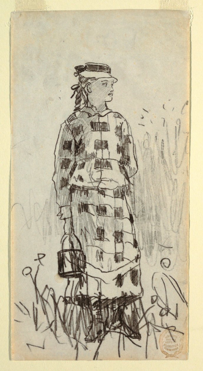 Dessin, fille avec un seau à lunch, 1879 - Winslow Homer