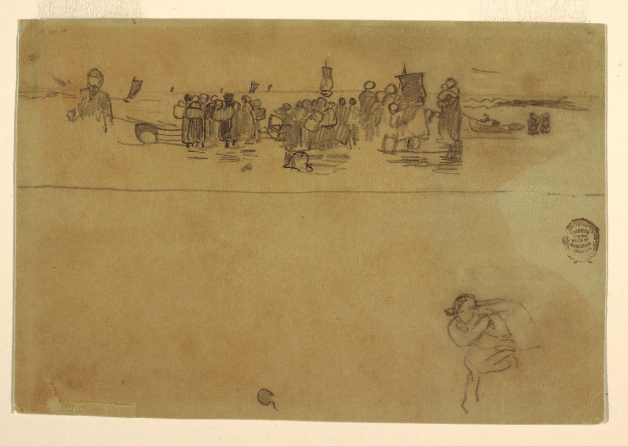 Dessin, Groupes de femmes à la plage, Cullercoats, Angleterre, 1881-82 - Winslow Homer