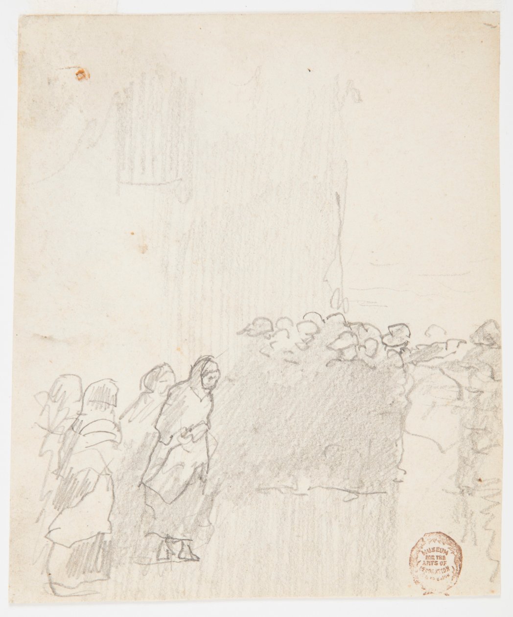 Dessin, hommes et femmes regardant la mer, Cullercoats, Angleterre, 1881 - Winslow Homer
