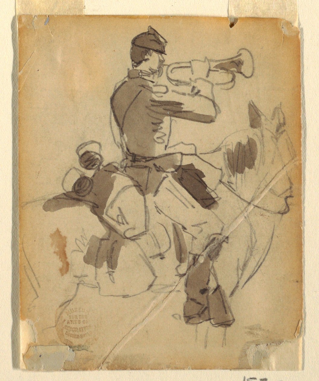 Dessin, clairon à cheval, 1862 - Winslow Homer