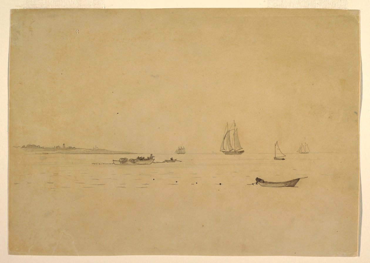 Dessin, pointe de terre avec un phare, vers 1880 - Winslow Homer