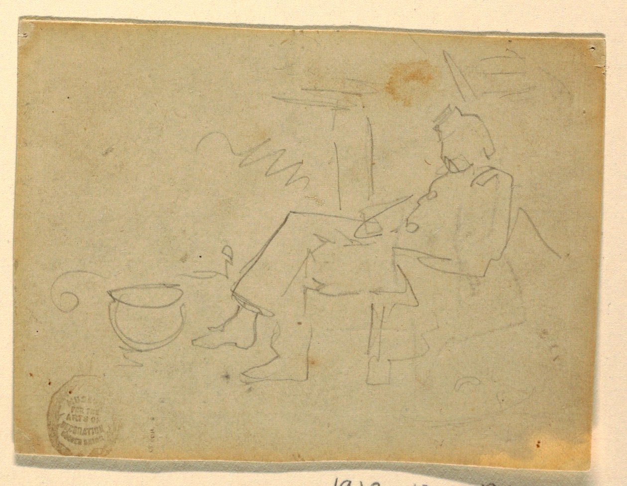 Dessin, soldat assis, 1862 - Winslow Homer