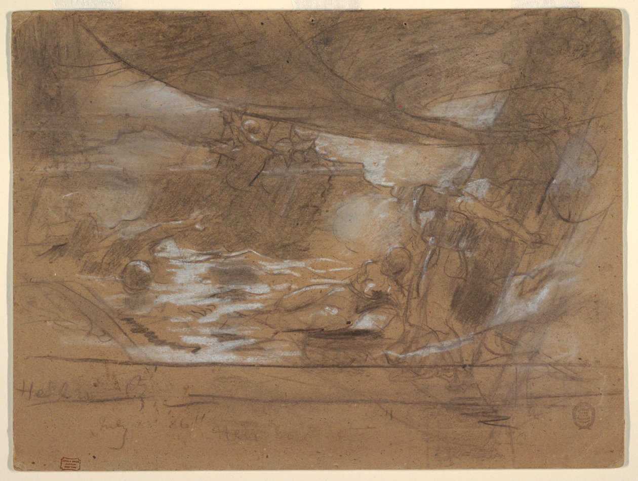 Dessin, pont de navire avec deux femmes, peut-être 15 juillet 1886 - Winslow Homer