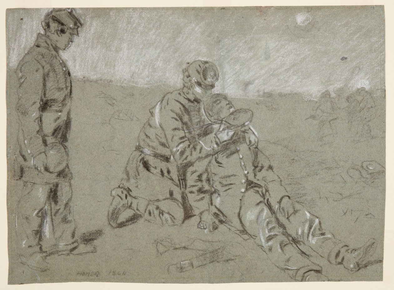 Dessin, soldat donnant de l