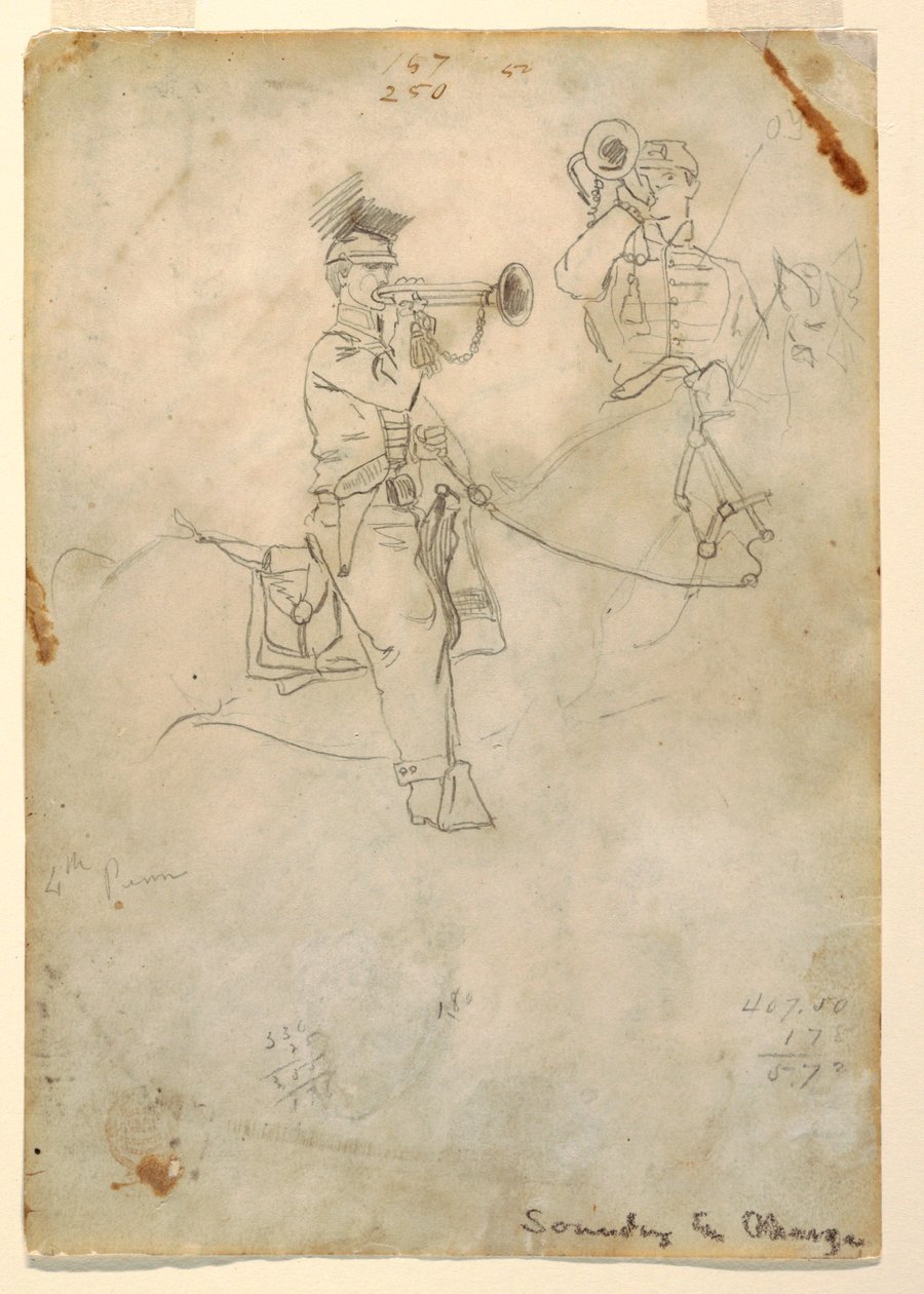 Dessin, Sonner la charge, vers 1862 - Winslow Homer