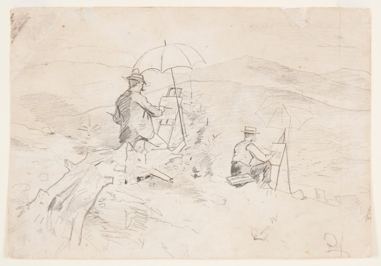 Dessin, étude pour "Artists Sketching in the White Mountains" et "The Artist in the Country", 1868 - Winslow Homer