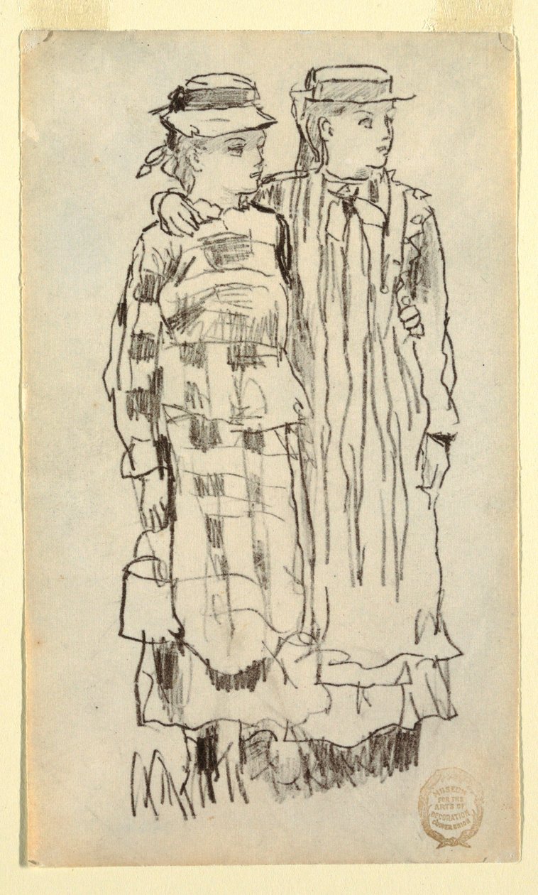 Dessin, deux filles, 1879 - Winslow Homer