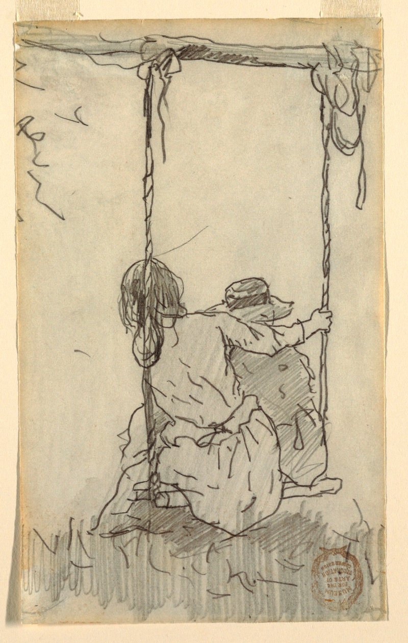 Dessin, Deux filles dans une balançoire, 1879 - Winslow Homer