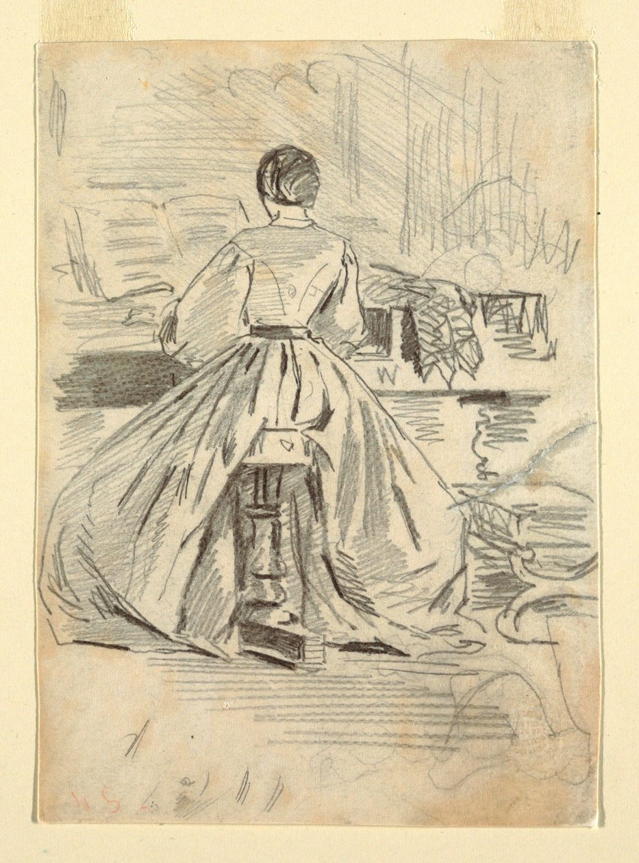Dessin, Femme au piano, 1862 - Winslow Homer