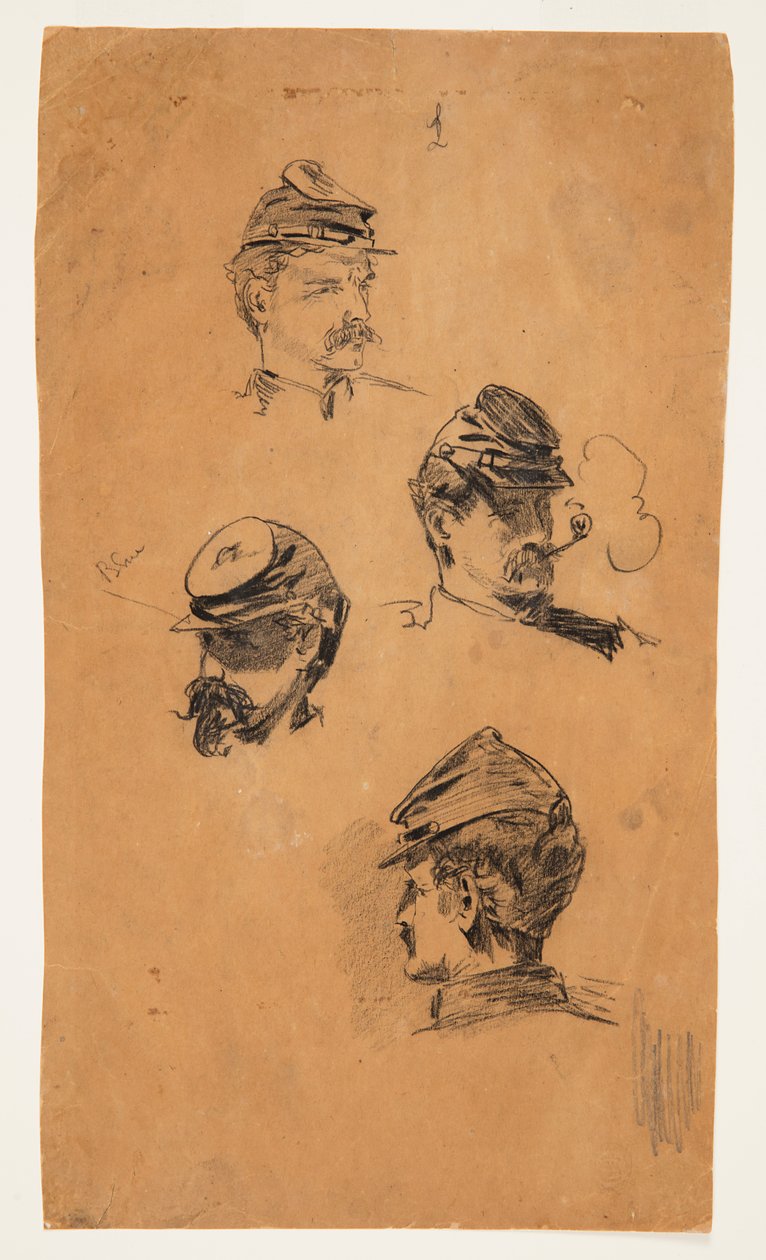 Quatre études de têtes de soldats - Winslow Homer