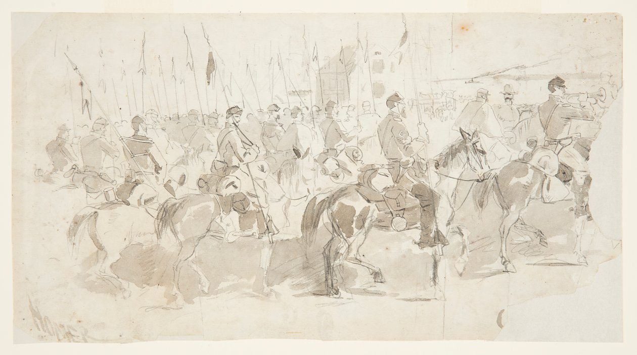 Sixième Régiment de Cavalerie du Général McClellan, Embarquant à Alexandrie pour Old Point Comfort - Winslow Homer