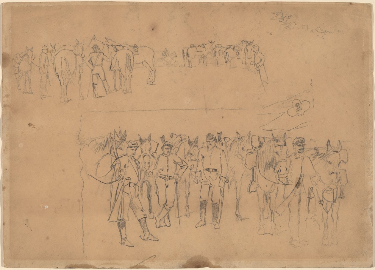 Officiers et chevaux au repos - Winslow Homer