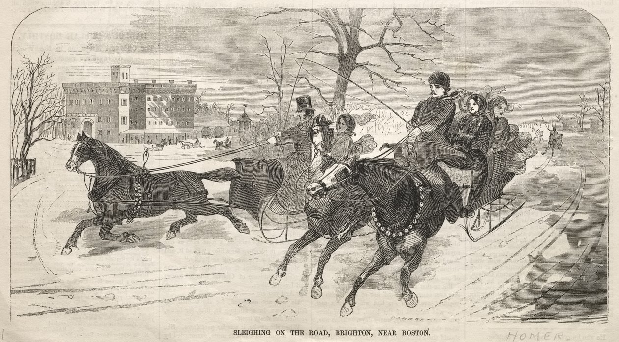 Balade en traîneau sur la route, à Brighton, près de Boston - Winslow Homer