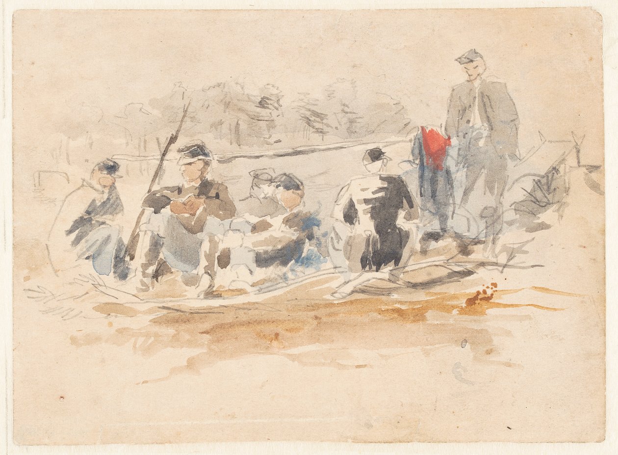 Soldats assis en groupe - Winslow Homer