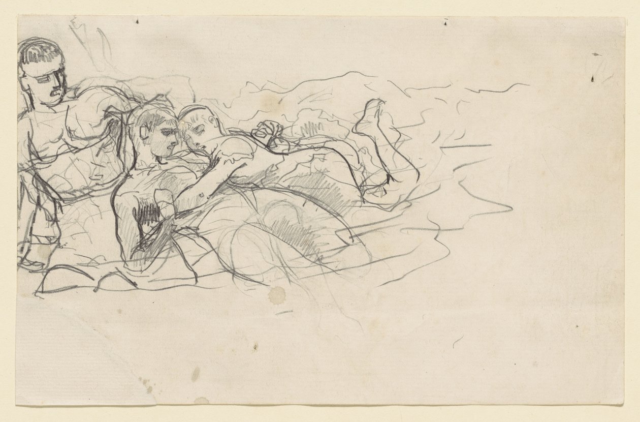 Homme debout regardant deux figures en train de se noyer (étude pour Courant de retour) - Winslow Homer