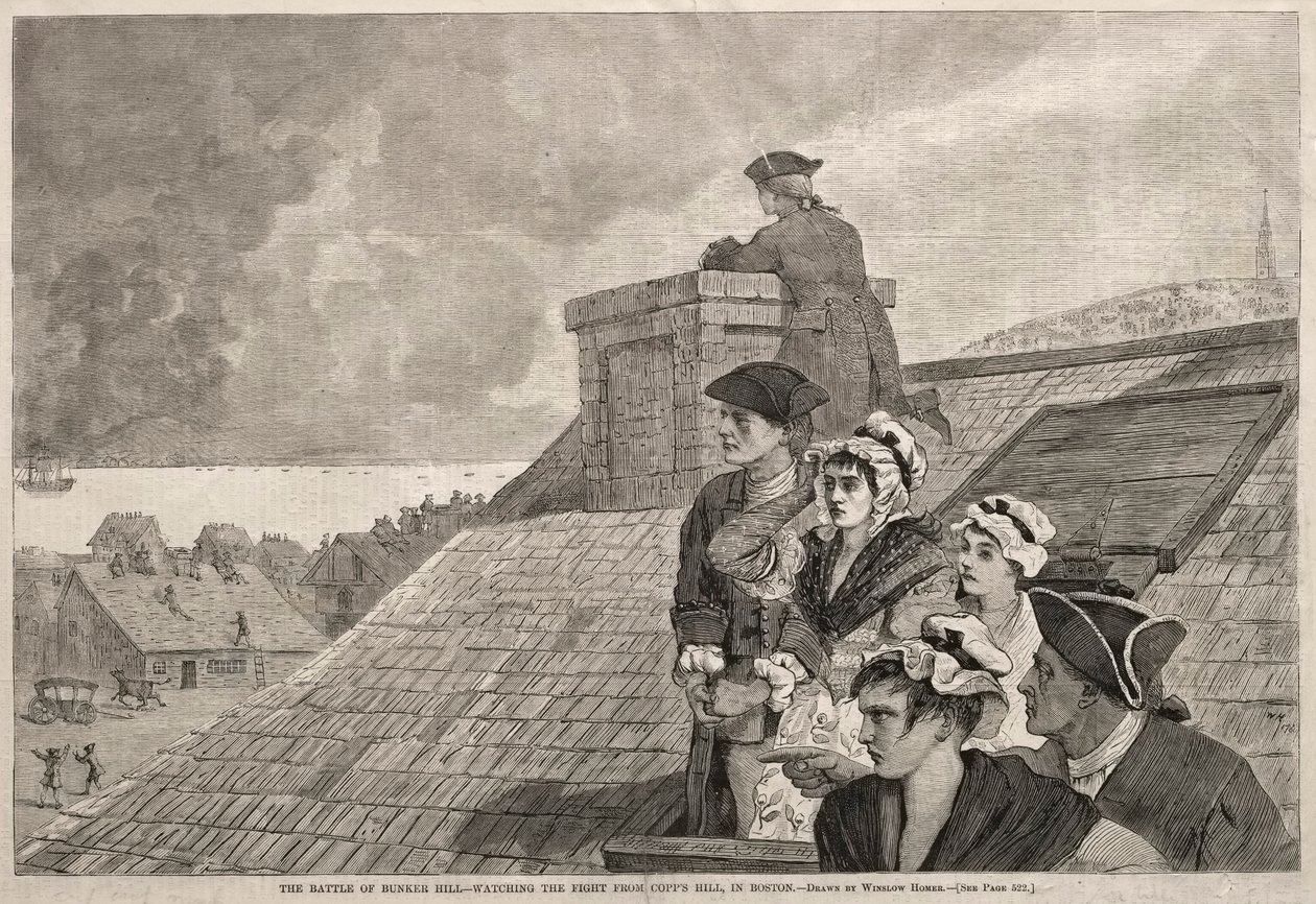 La bataille de Bunker Hill - Observer le combat depuis Copps Hill, à Boston, 1875 - Winslow Homer
