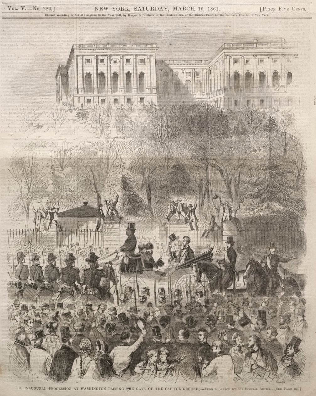 Le cortège inaugural à Washington passant la porte des terrains du Capitole, 1861 - Winslow Homer