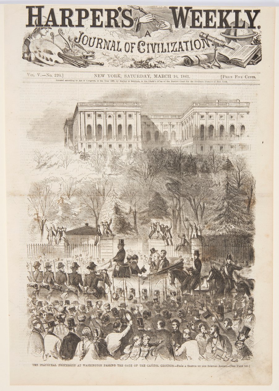 Le cortège inaugural à Washington passant la porte des terrains du Capitole, de Harper