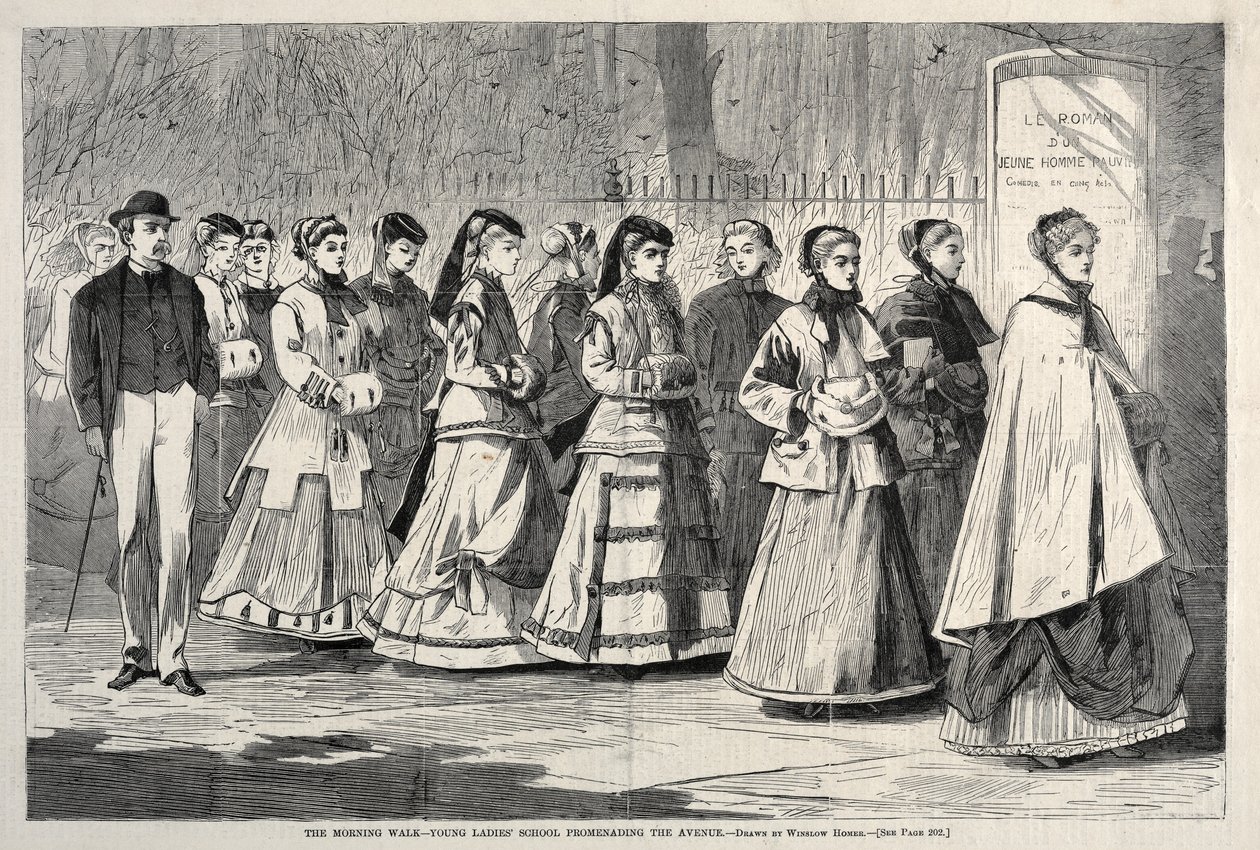 La promenade matinale - École de jeunes filles se promenant sur l