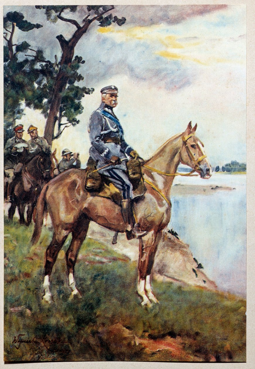Portrait équestre du Maréchal Jozef Klemens Pilsudski sur son cheval favori Kasztanka - Wojciech Kossak