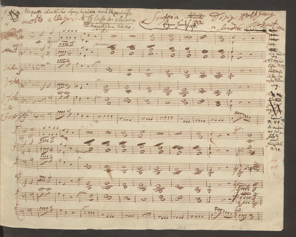 Ouverture du manuscrit autographe de la Symphonie No.1 de Mozart - Wolfgang Amadeus Mozart