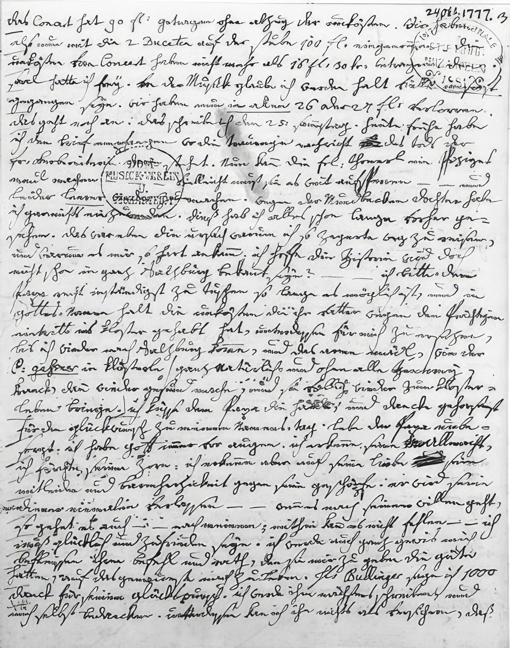 Lettre de W. A. Mozart. 24 octobre 1777 - Wolfgang Amadeus Mozart