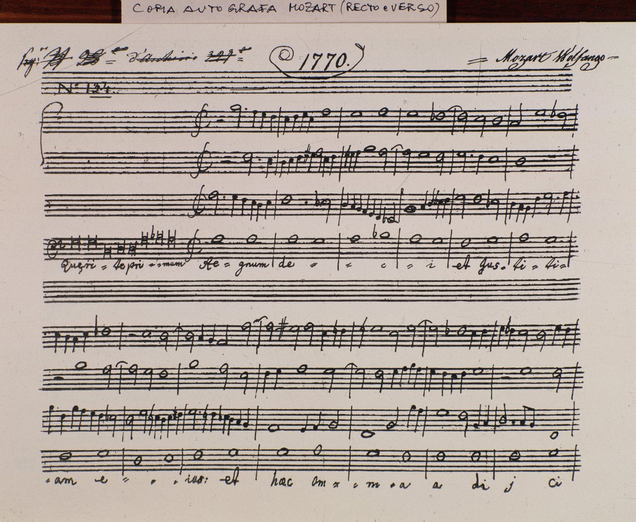 Page de partition pour Querite primum regnum Dei par Mozart pour obtenir le titre d