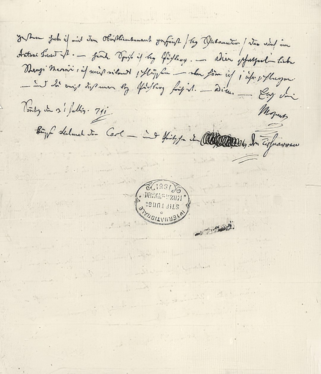 Wolfgang Amadeus Mozart (1756-1791) compositeur autrichien. Lettre autographe à sa femme Constanze - Wolfgang Amadeus Mozart