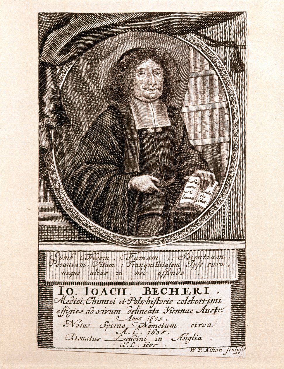 Portrait de Johann Joachim Becher (gravure) - Wolfgang Philipp Kilian
