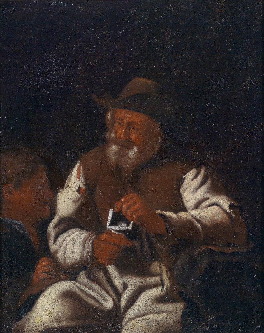 Un vieil homme tricotant - Workshop of Michiel Sweerts