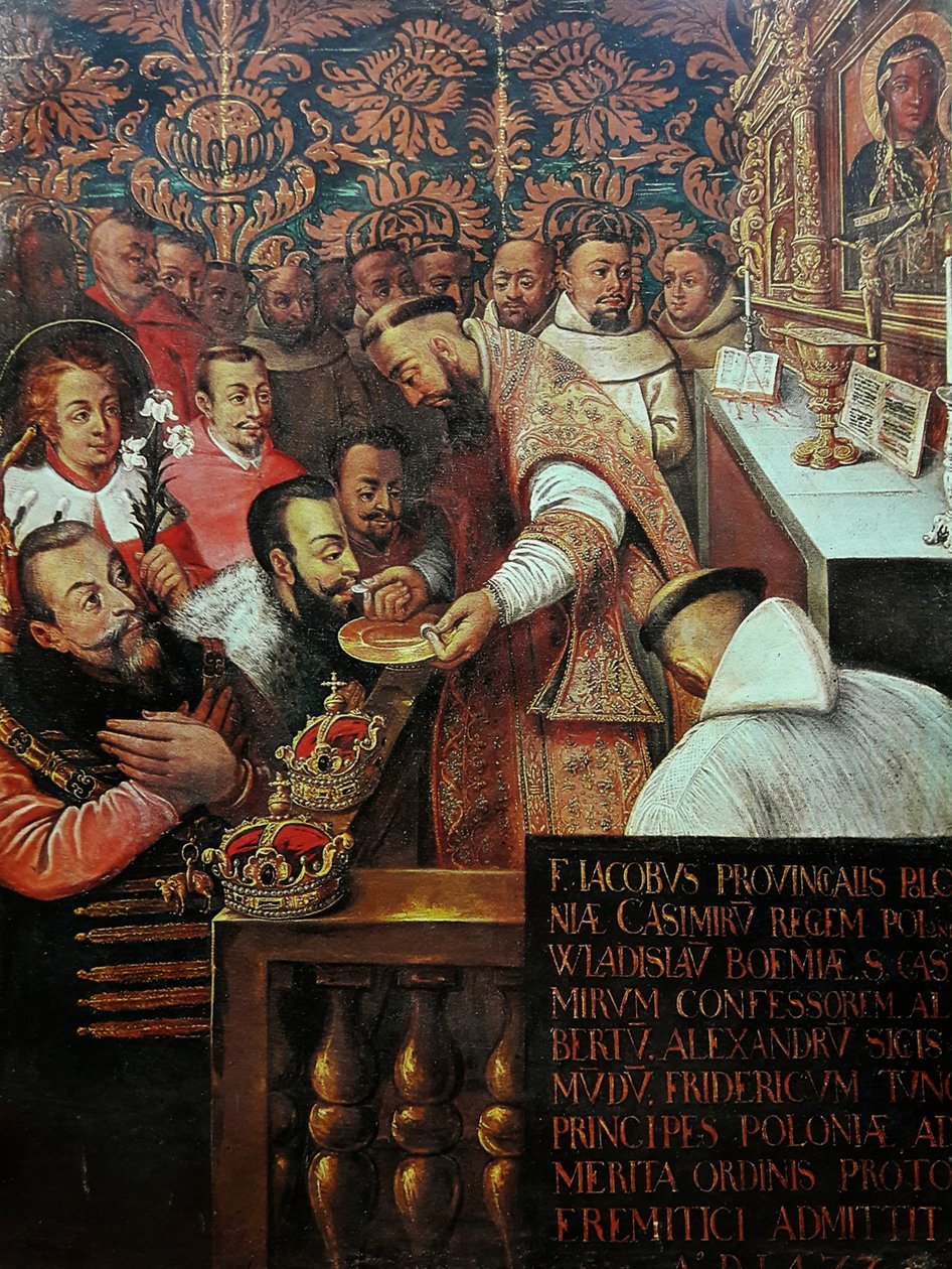 Communion des Jagellons à Jasna Góra en 1477 (Casimir IV Jagellon avec ses fils admis à la Confrérie de Jasna Góra) - Workshop of Tommaso Dolabella