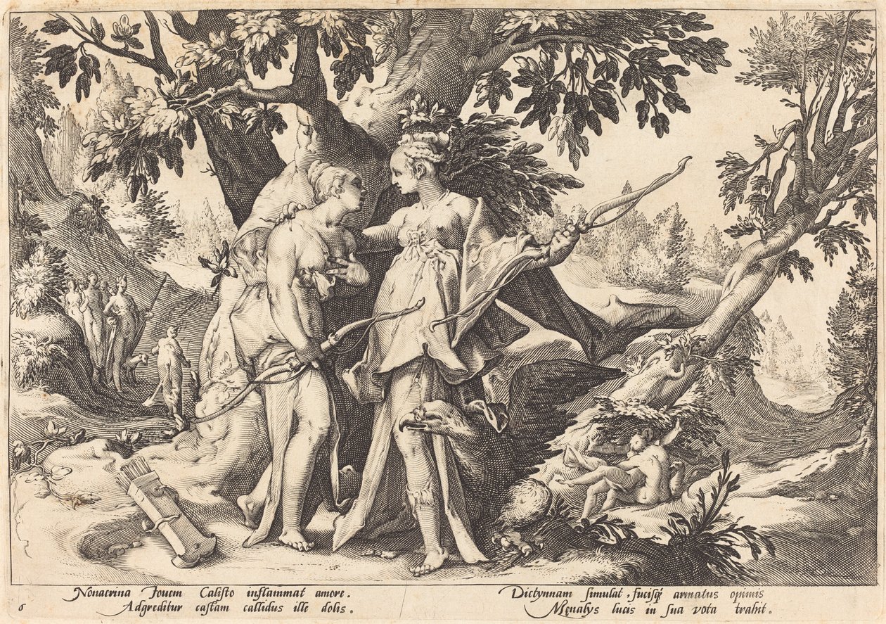 Jupiter déguisé en Diane séduit Callisto - Workshop of Hendrick Goltzius, after Hendrick Goltzius