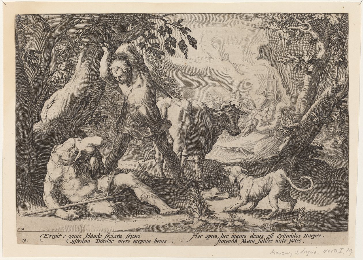 Paysage avec Mercure levant son épée pour tuer un Argus endormi - Workshop of Hendrick Goltzius, after Hendrick Goltzius