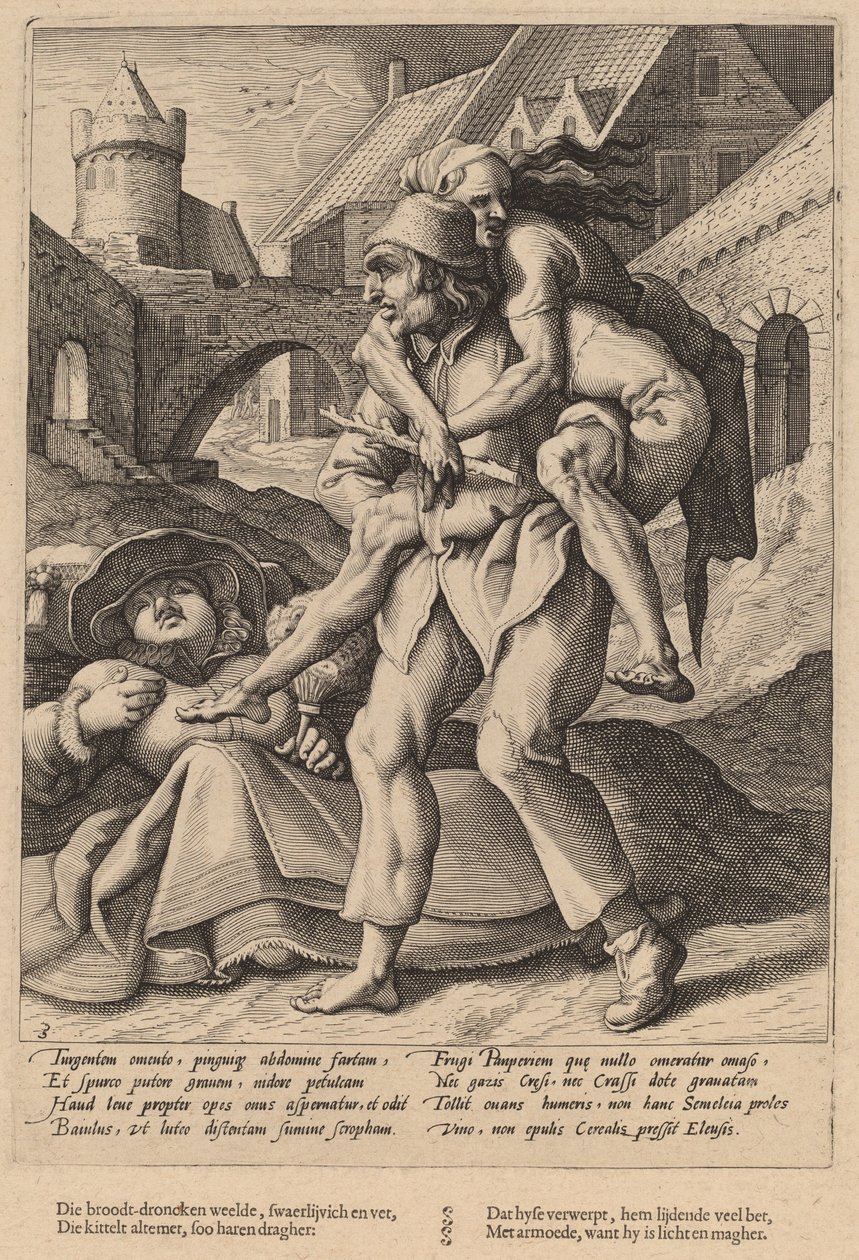 La pauvreté est plus facile à supporter que le luxe - Workshop of Hendrick Goltzius, after Karel van Mander I
