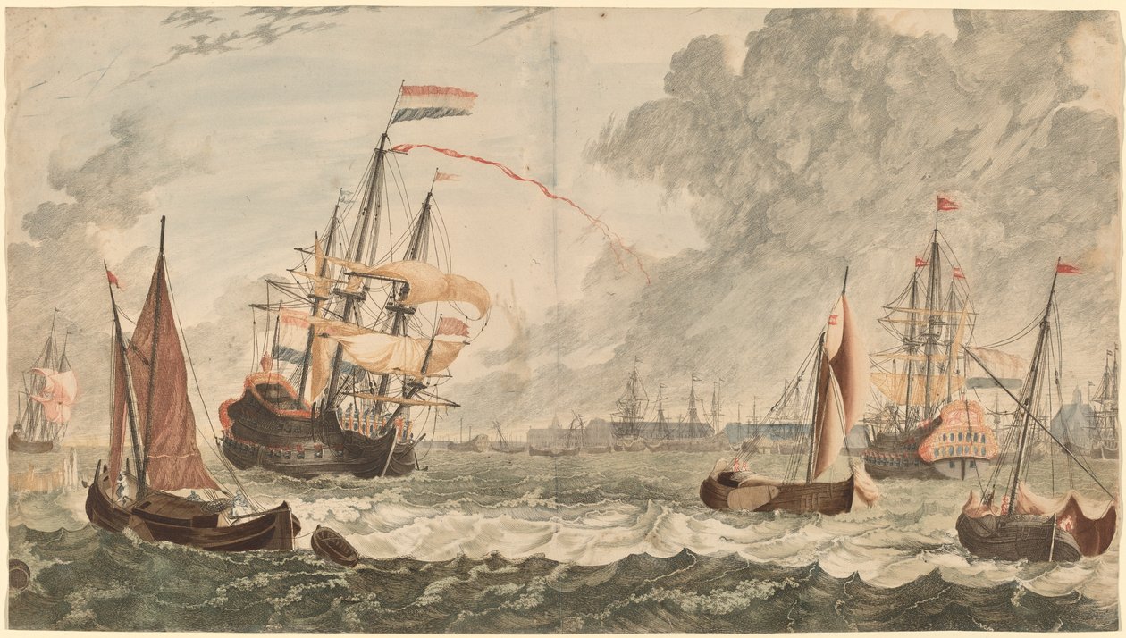 La rivière IJ à Amsterdam - Workshop of Johann Teyler