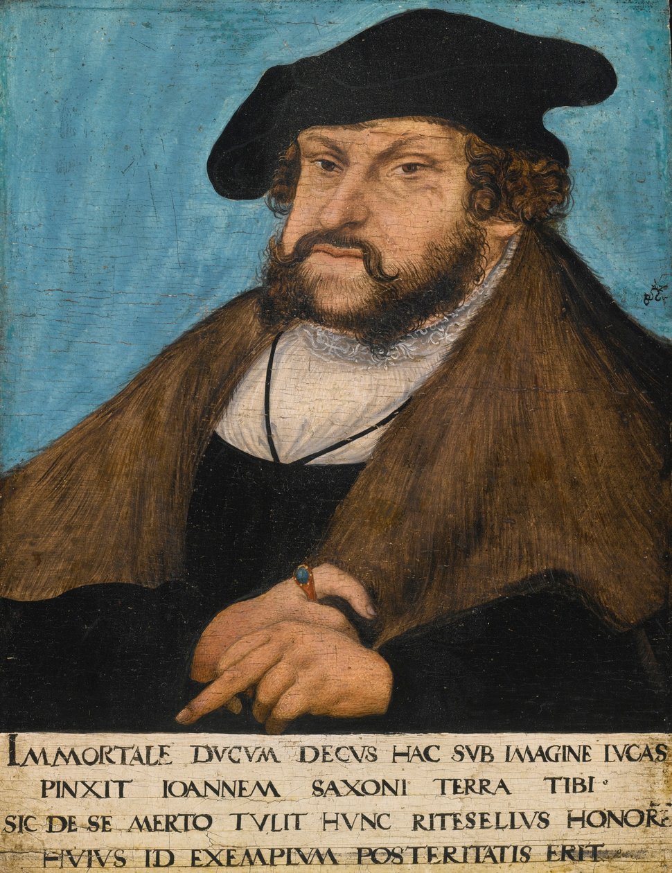 French : Portrait de Jean le Constant, prince-électeur de Saxe Portrait of John the Steadafast, Elector of Saxony, Prince-Elector of Saxony - workshop of Lucas Cranach the Elder