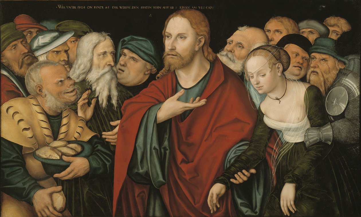 French : Christ et la femme adultère Christ and the Woman Taken in Adultery - workshop of Lucas Cranach the Elder