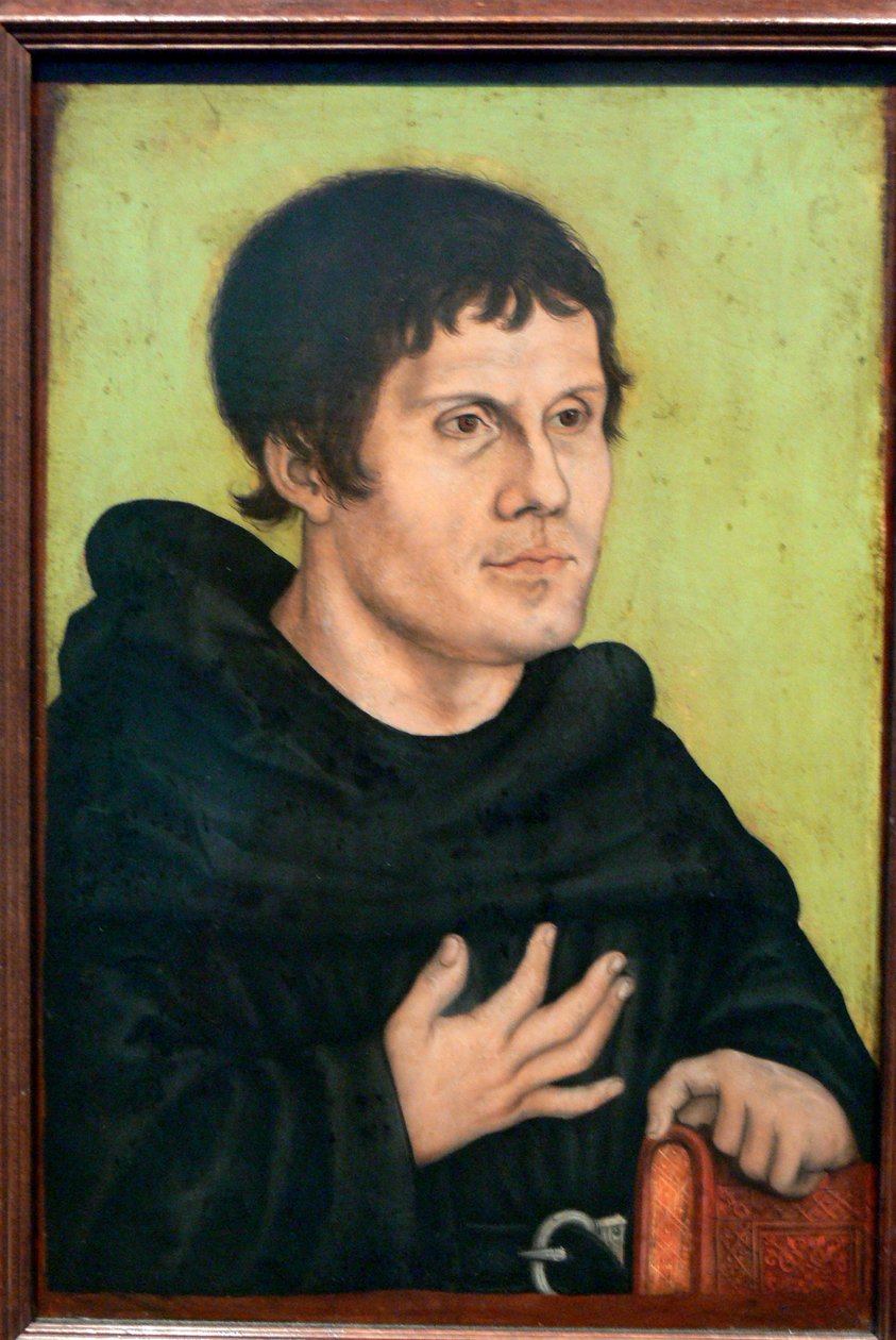 Allemand : Posthumes Bildnis Martin Luthers (1483-1546) als Augustinermönch Portrait posthume de Martin Luther en moine augustin - workshop of Lucas Cranach the Elder