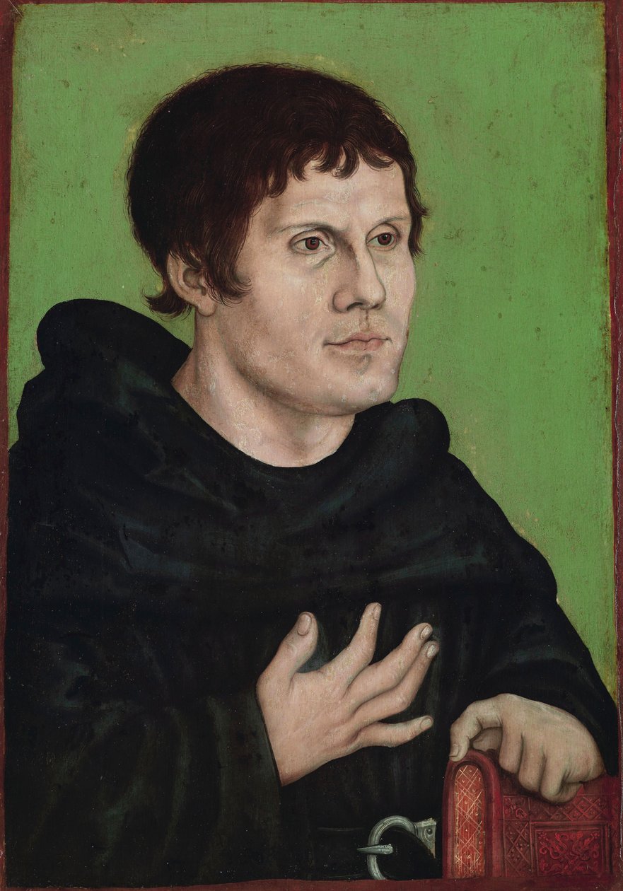 Allemand : Posthumes Bildnis Martin Luthers (1483-1546) als Augustinermönch Portrait posthume de Martin Luther en moine augustin - workshop of Lucas Cranach the Elder