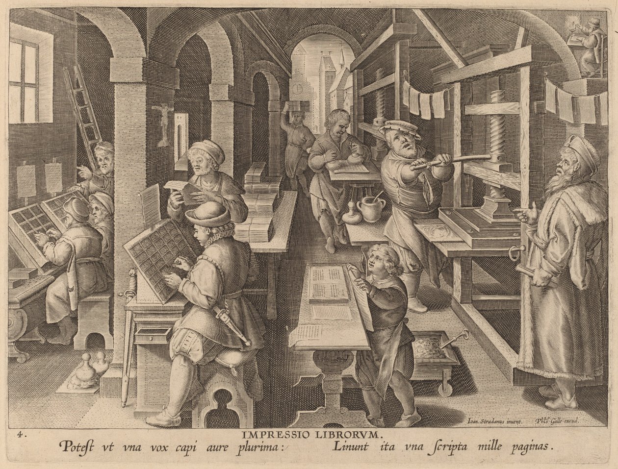 Impressio Liborum (Impression de livres) - Workshop of Philip Galle after Jan van der Straet