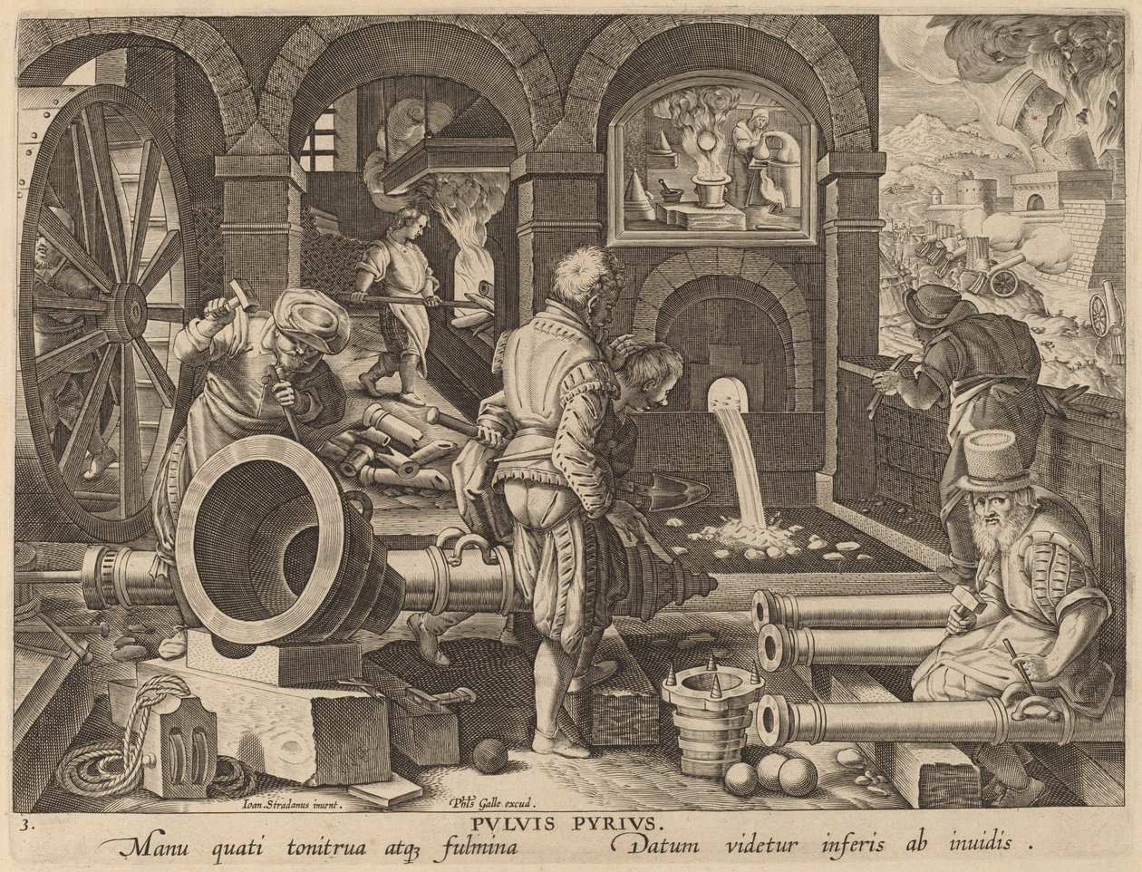 Pulvis Pyrius (Poudre à canon) - Workshop of Philip Galle after Jan van der Straet