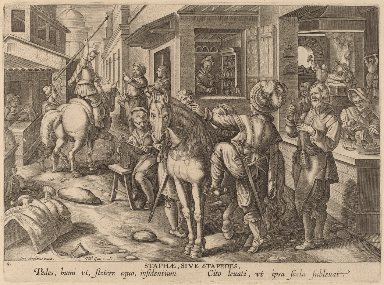 Staphae, Sive Stapedes (Étriers, ou Repose-pieds) - Workshop of Philip Galle after Jan van der Straet