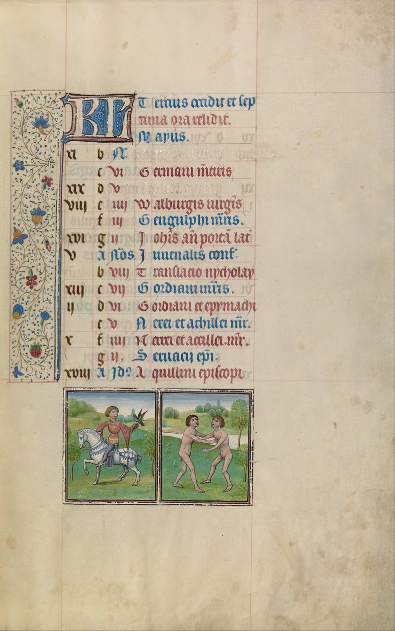 Un homme chassant; Signe zodiacal des Gémeaux - Workshop of Willem Vrelant
